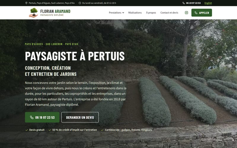 Page d'accueil de aramand-paysagiste.fr