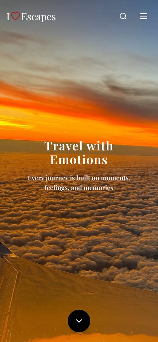 Page d'accueil de iloveescapes.com sur mobile
