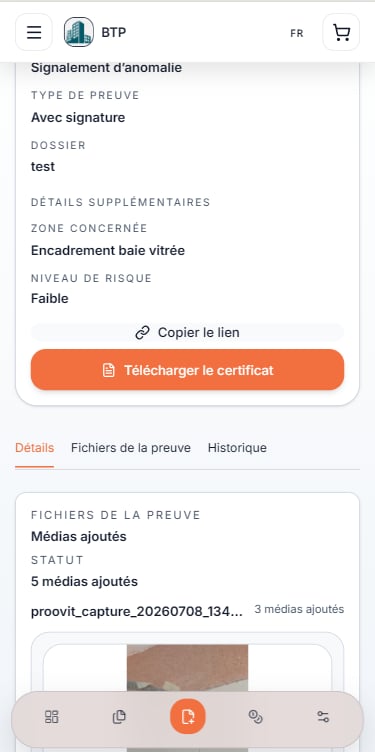 Écran 3 de l'application Proov-It