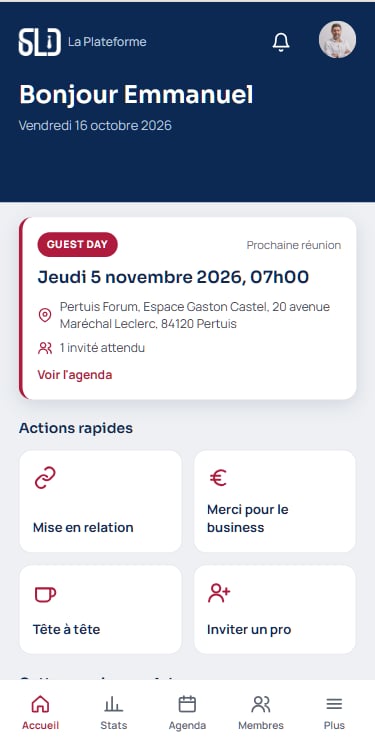 Écran 1 de l'application Sud Luberon Dynamique